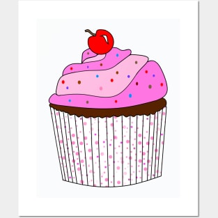 Pink Cupcake With Sprinkles Posters and Art